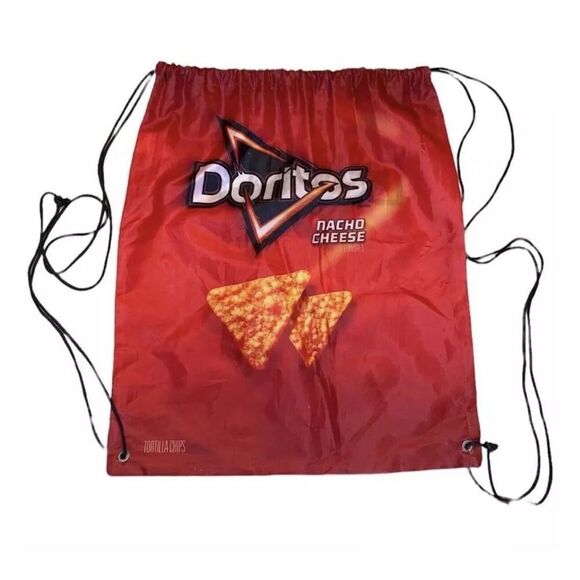 DORITOS Nacho Cheese Red Double String Drawstring 16” Bag Fun Good Condition
